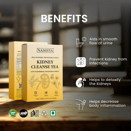 Namhya Kidney Cleanse Tea | 28-Day Ayurvedic Blend for Kidney Detox, Stone Shield & Water-Weight Relief | Sip – Flush – Renew