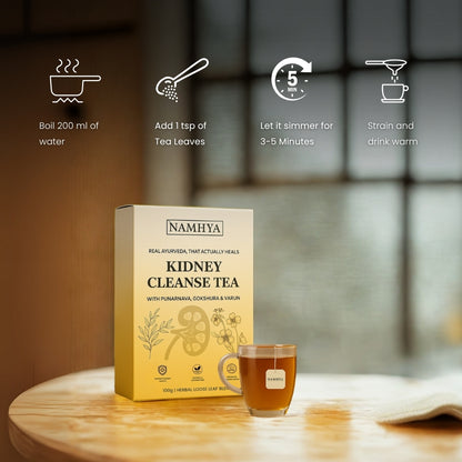 Namhya Kidney Cleanse Tea | 28-Day Ayurvedic Blend for Kidney Detox, Stone Shield & Water-Weight Relief | Sip – Flush – Renew