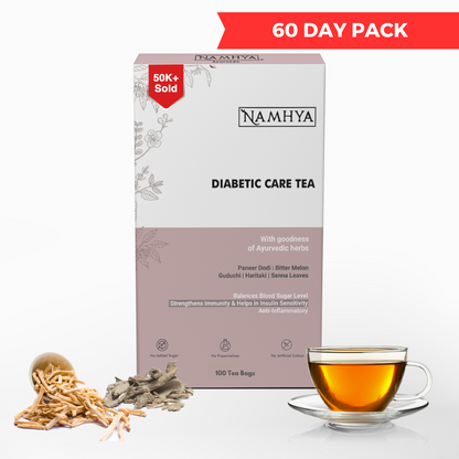 Diabetic Care Tea | 60-Day Natural Ayurvedic Blend For Blood Sugar, Insulin Support & Antioxidant Benefits | Pour - Brew - Balance