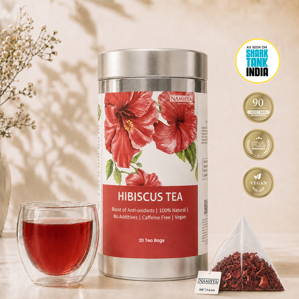 Namhya Hibiscus Tea, hibiscus herbal tea, caffeine free tea, natural hibiscus tea, antioxidant tea, red herbal tea, 20 tea bags, vegan tea