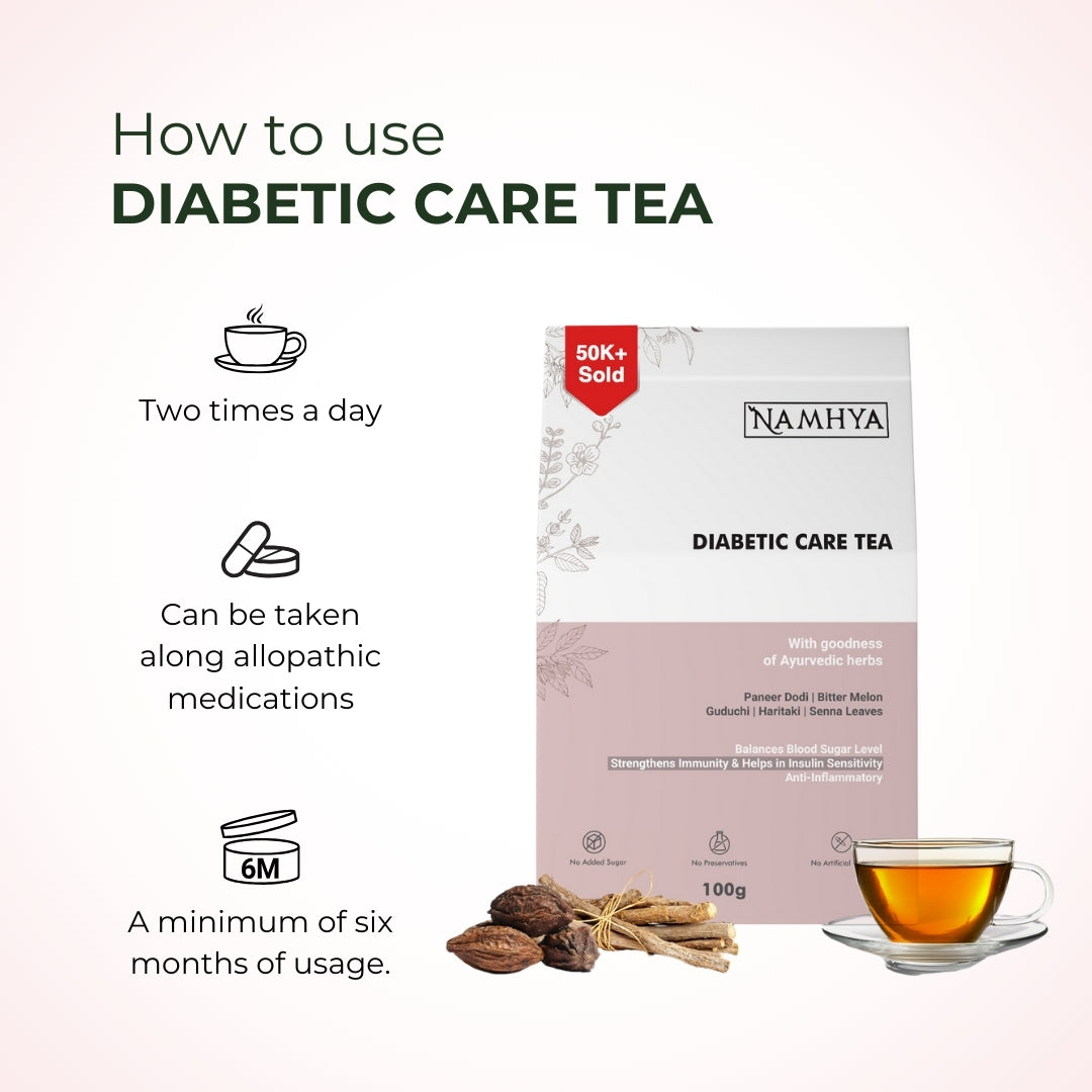 Diabetic Care Tea | 60-Day Natural Ayurvedic Blend For Blood Sugar, Insulin Support & Antioxidant Benefits | Pour - Brew - Balance