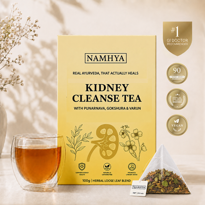 Namhya Kidney Cleanse Tea | 28-Day Ayurvedic Blend for Kidney Detox, Stone Shield & Water-Weight Relief | Sip – Flush – Renew