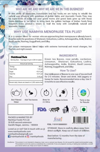 Namhya Good for Menopause Tea For Weight Management, Mood Swings and Good Sleep | 100 Grams