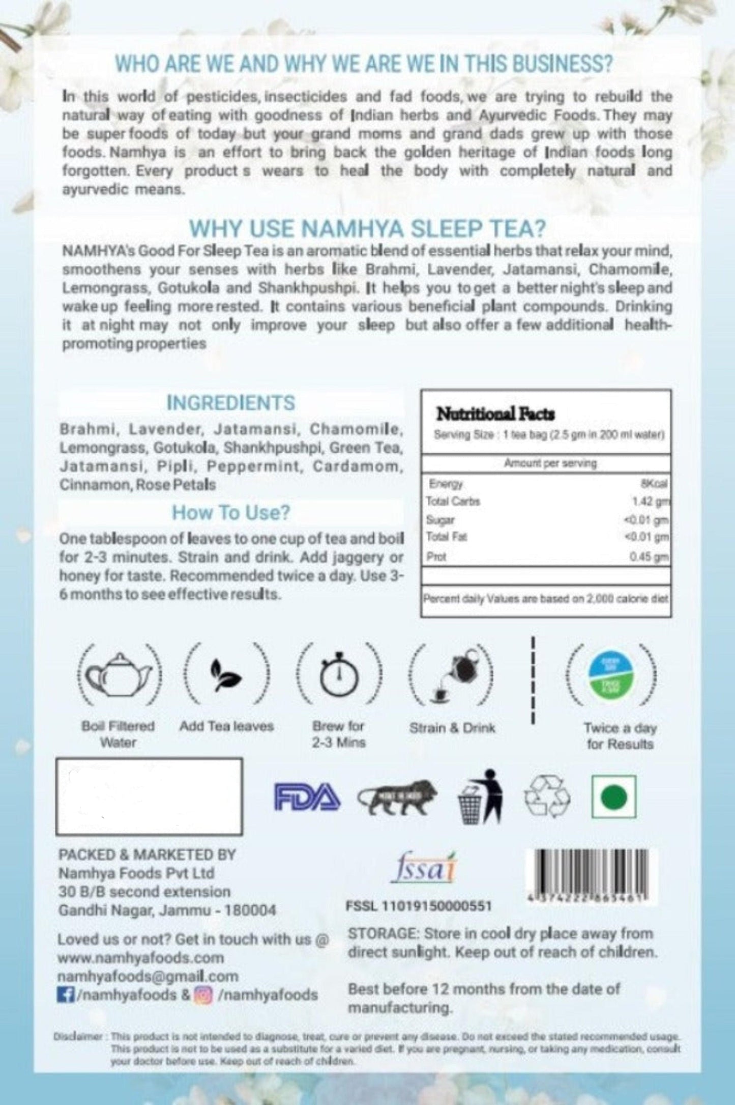 Namhya Good for Sleep Tea - Anxiety-Mood-Sleep